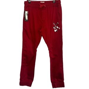 Dutch Bros Red/Maroon RARE Joggers NEW WITH TAGS SMALL Pants Cotton Drawstring